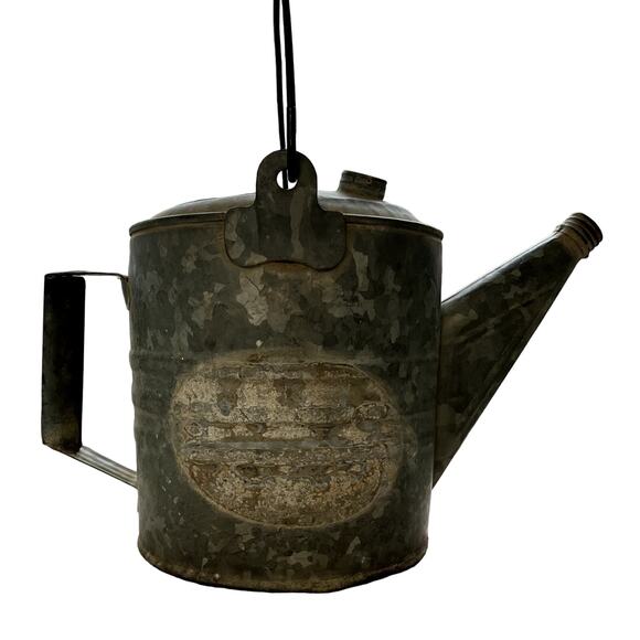 Vintage Antique Galvanized Rustic Farmhouse Decor County Water Kettle Can - Picture 1 of 4